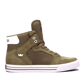 Supra VAIDER Høye Sneakers Herre Olivengrønne/Hvite | NO-64696